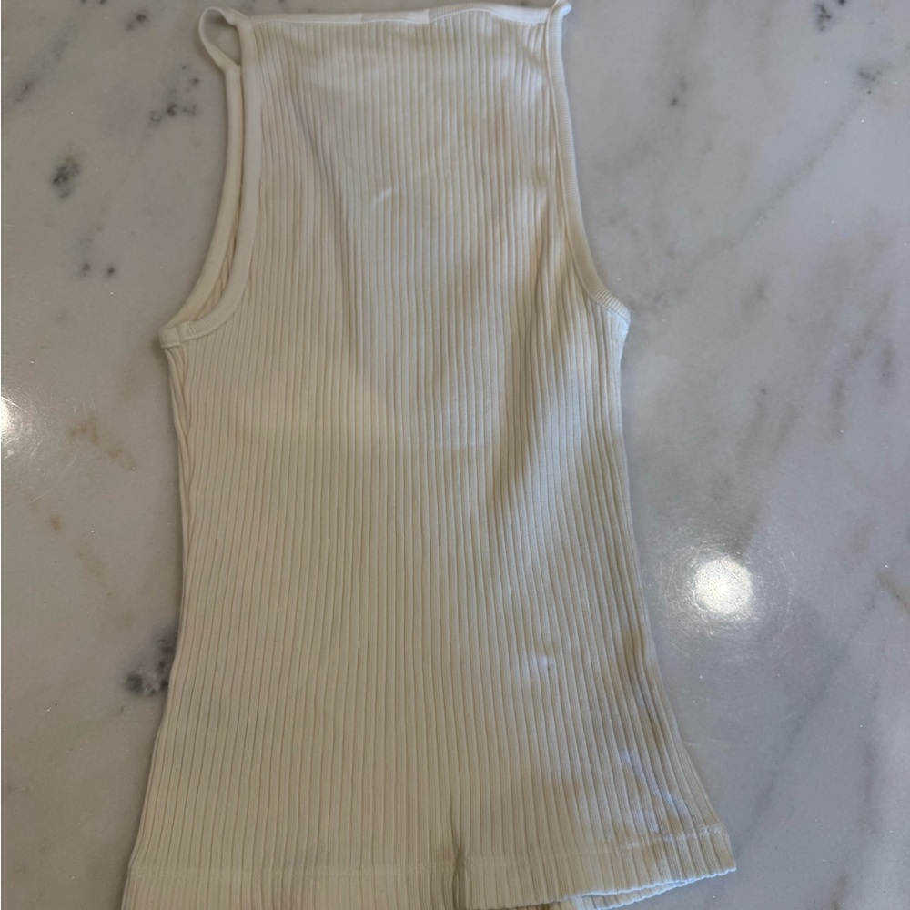 Agolde Cream Ribbed Tank Top - Picture 2 of 3